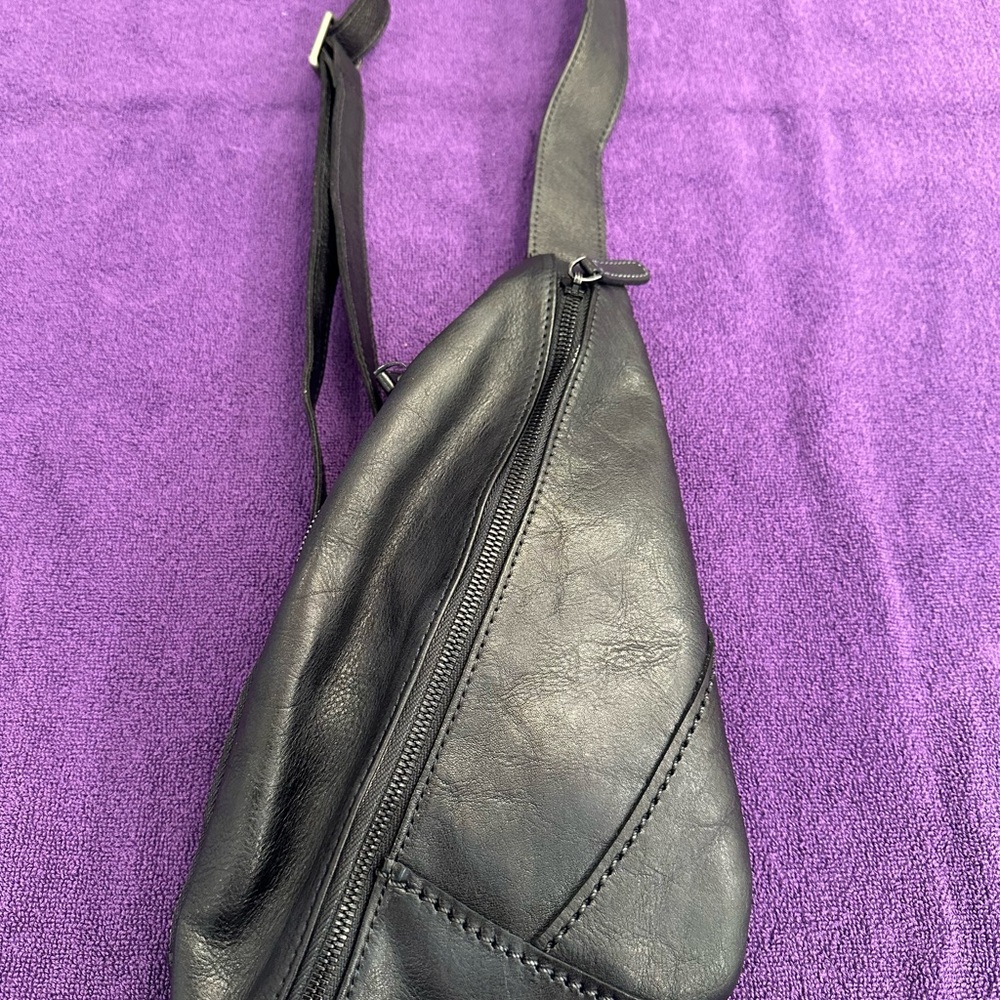 Stylish Black Leather Sling Bag